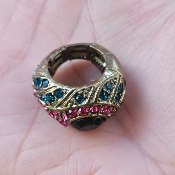 Women Ring Blue/Pink Crystals Accent Fashion Jewelry Size adjustable - Picture 12 of 12